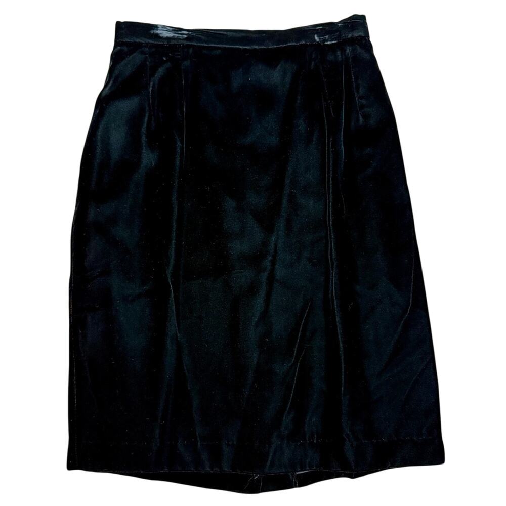 Talbots Vintage Black Velvet Skirt Size 6 90s Minimalist Quiet Luxury Whimsigoth